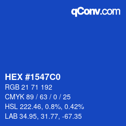 Color code: HEX #1547C0 | qconv.com