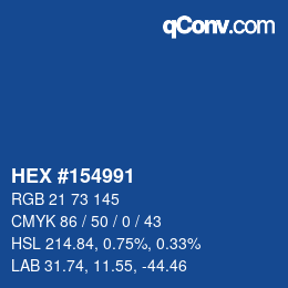 Farbcode: HEX #154991 | qconv.com