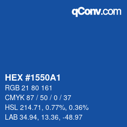 Farbcode: HEX #1550A1 | qconv.com