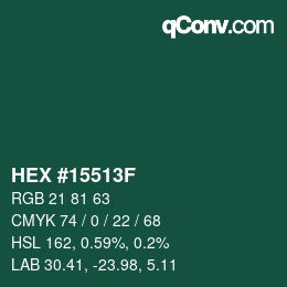 Farbcode: HEX #15513F | qconv.com