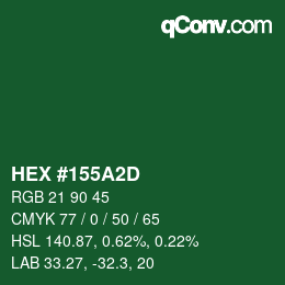 Color code: HEX #155A2D | qconv.com