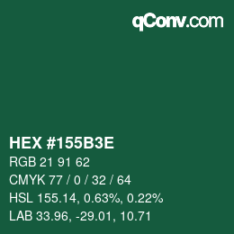 Color code: HEX #155B3E | qconv.com