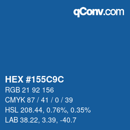 カラーコード: HEX #155C9C | qconv.com