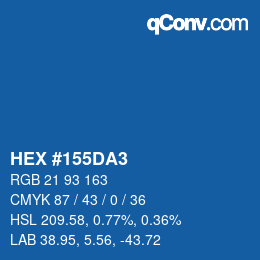 颜色代码: HEX #155DA3 | qconv.com