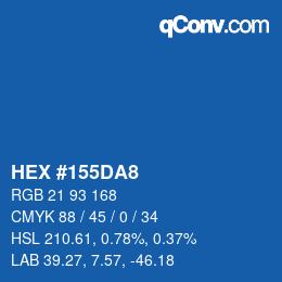 颜色代码: HEX #155DA8 | qconv.com