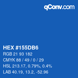 カラーコード: HEX #155DB6 | qconv.com