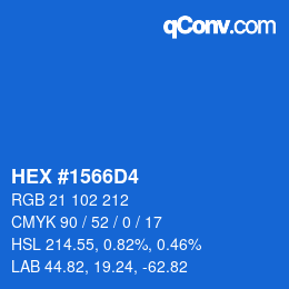 カラーコード: HEX #1566D4 | qconv.com
