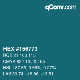 カラーコード: HEX #156773 | qconv.com