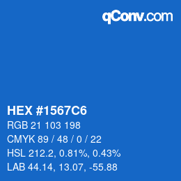 颜色代码: HEX #1567C6 | qconv.com