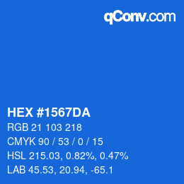 Color code: HEX #1567DA | qconv.com