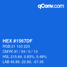 Color code: HEX #1567DF | qconv.com