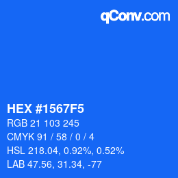 颜色代码: HEX #1567F5 | qconv.com