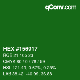 Color code: HEX #156917 | qconv.com