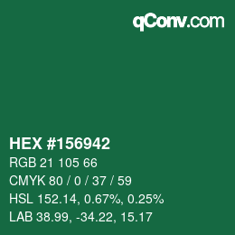 カラーコード: HEX #156942 | qconv.com