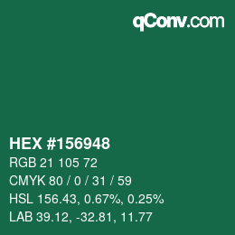 Color code: HEX #156948 | qconv.com