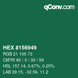 Color code: HEX #156949 | qconv.com
