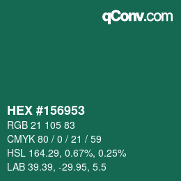 カラーコード: HEX #156953 | qconv.com