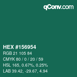 カラーコード: HEX #156954 | qconv.com