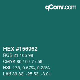 Color code: HEX #156962 | qconv.com