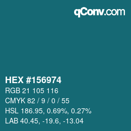 カラーコード: HEX #156974 | qconv.com