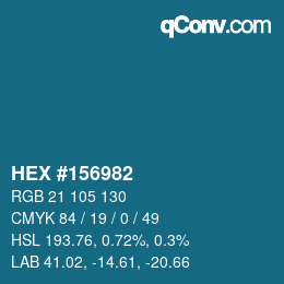 カラーコード: HEX #156982 | qconv.com