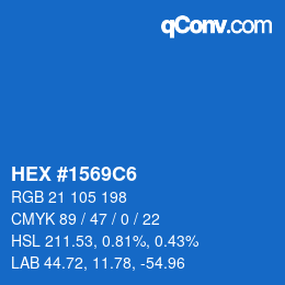 颜色代码: HEX #1569C6 | qconv.com