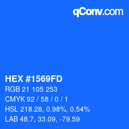 Color code: HEX #1569FD | qconv.com