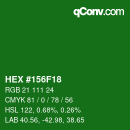 Color code: HEX #156F18 | qconv.com