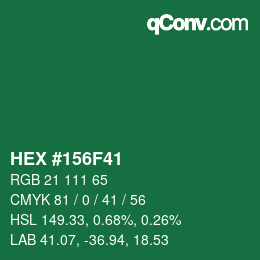 Color code: HEX #156F41 | qconv.com