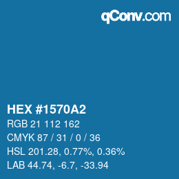 颜色代码: HEX #1570A2 | qconv.com