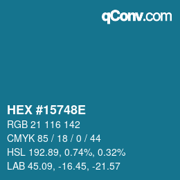 Código de color: HEX #15748E | qconv.com