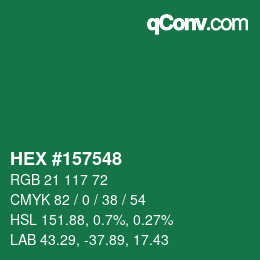 Color code: HEX #157548 | qconv.com