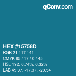 Farbcode: HEX #15758D | qconv.com