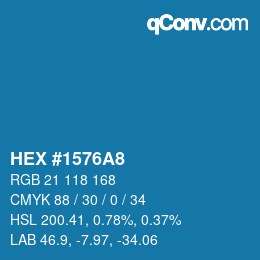 カラーコード: HEX #1576A8 | qconv.com