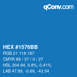 Color code: HEX #1576BB | qconv.com