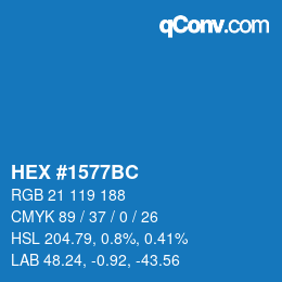 Color code: HEX #1577BC | qconv.com