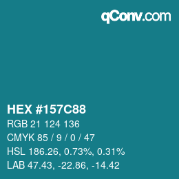 Código de color: HEX #157C88 | qconv.com