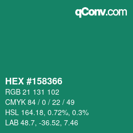 Código de color: HEX #158366 | qconv.com