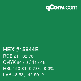 Color code: HEX #15844E | qconv.com