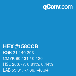 Color code: HEX #158CCB | qconv.com
