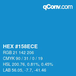 Color code: HEX #158ECE | qconv.com