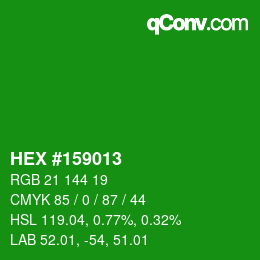 颜色代码: HEX #159013 | qconv.com