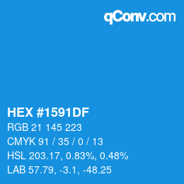 Color code: HEX #1591DF | qconv.com