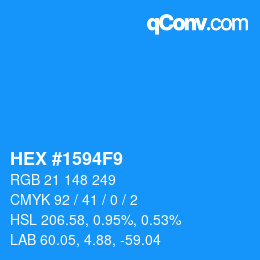 Color code: HEX #1594F9 | qconv.com
