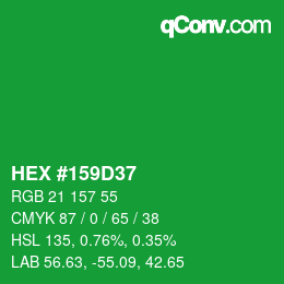 カラーコード: HEX #159D37 | qconv.com