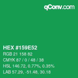 颜色代码: HEX #159E52 | qconv.com