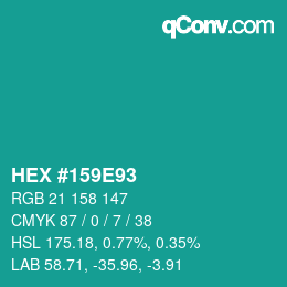 Color code: HEX #159E93 | qconv.com