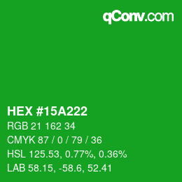 Color code: HEX #15A222 | qconv.com