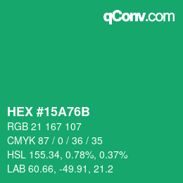 Color code: HEX #15A76B | qconv.com