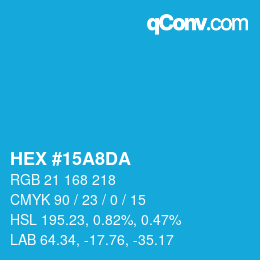 Color code: HEX #15A8DA | qconv.com